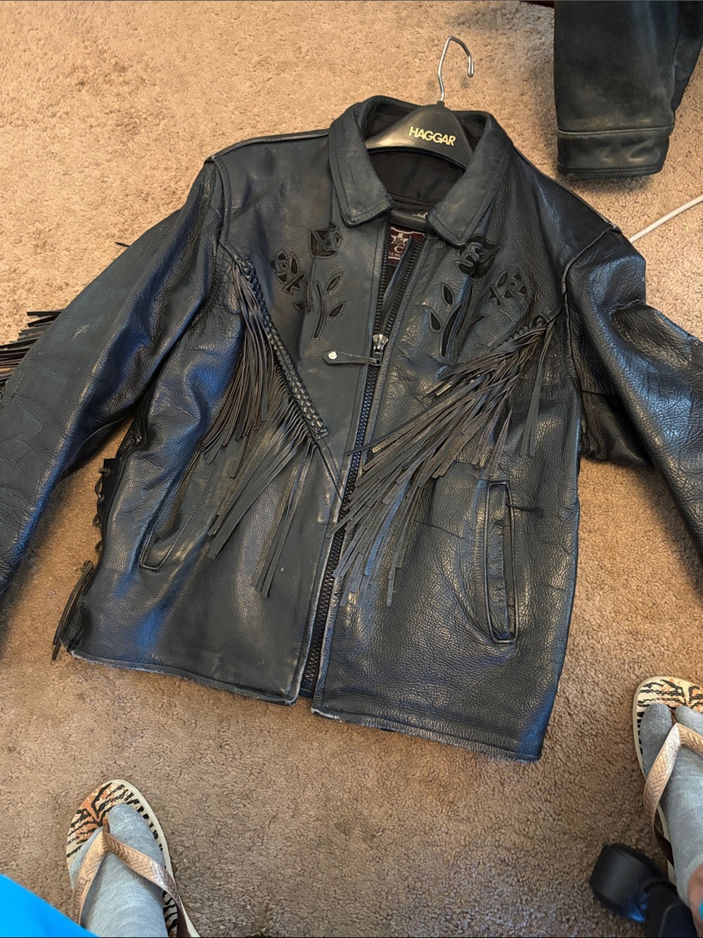 Black Leather Fringe Jacket - Women's Western Style